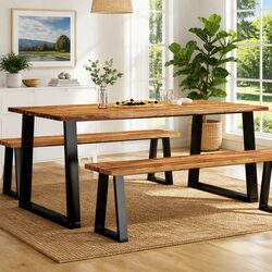 Solid Acacia Dining Table with Reliable Construction