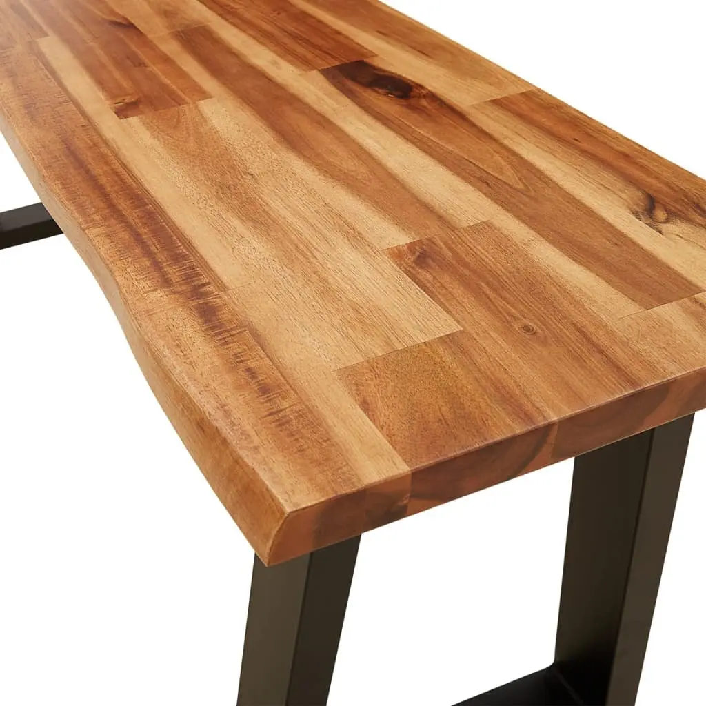 Brown Live Edge Solid Wood Bench