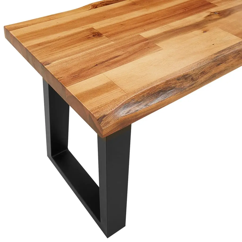 Solid Wood Bench 140 cm Live Edge Acacia Dining Room Hallway Seating Furniture
