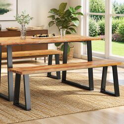 Solid Acacia Wood Bench Live Edge 160cm Brown Dining Hallway Seating Furniture