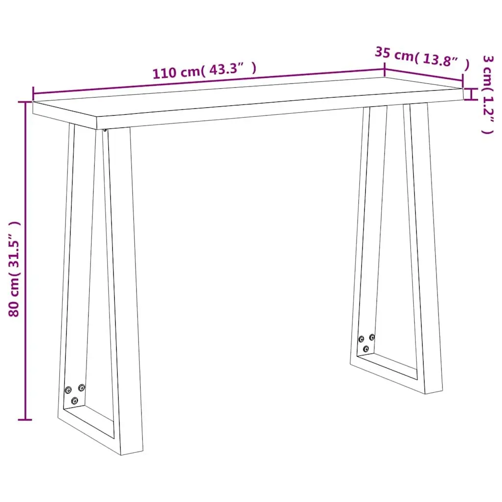 Console Table Live Edge Solid Wood Acacia Side Table Hallway Entryway