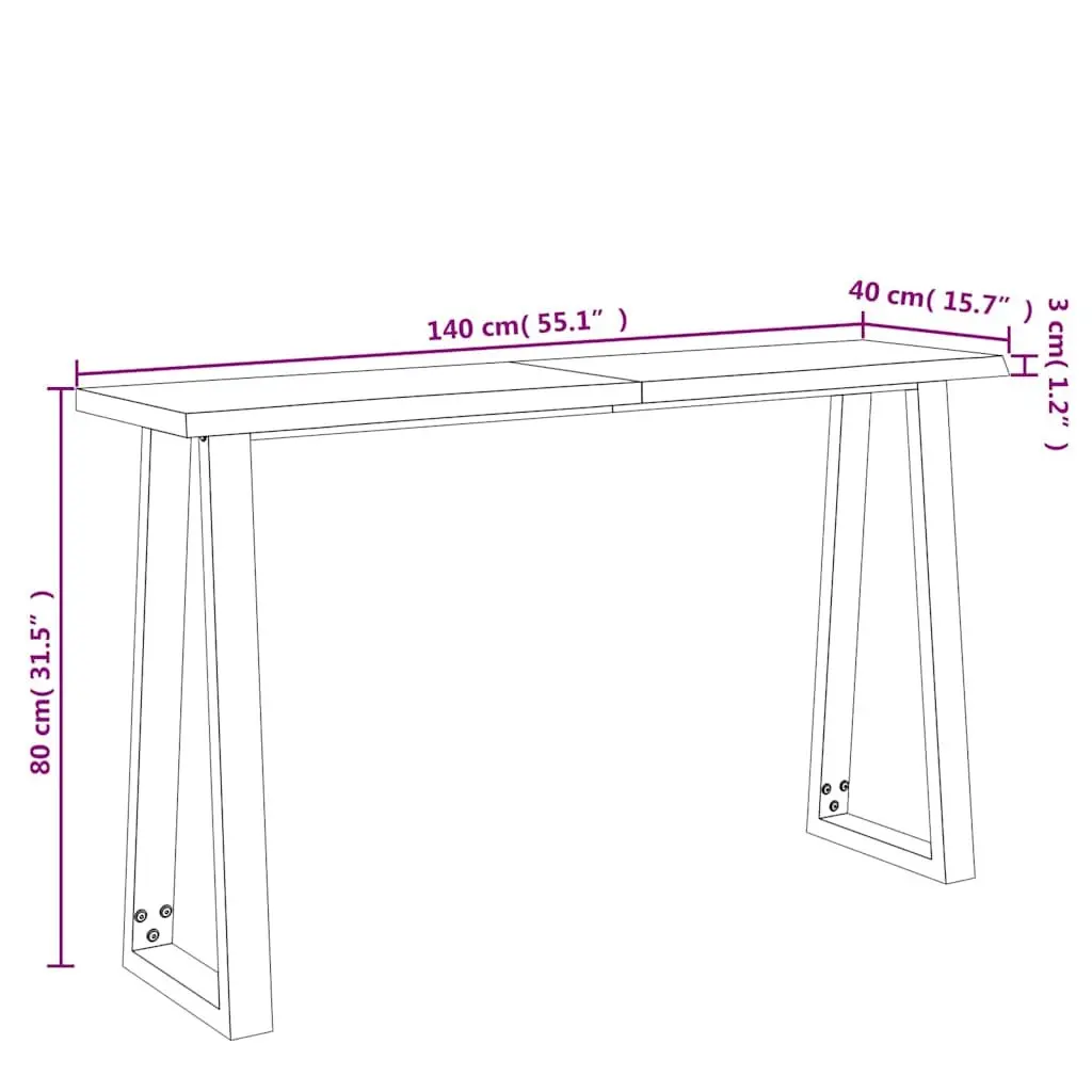 Console Table 140x40x80cm Brown