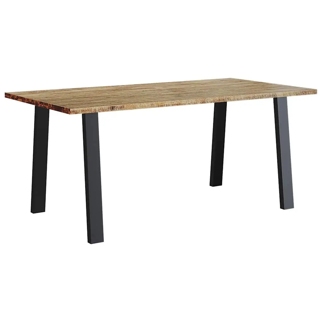 Dining Table Solid Wood Acacia Kitchen 150x90x75cm Steel Legs Brown