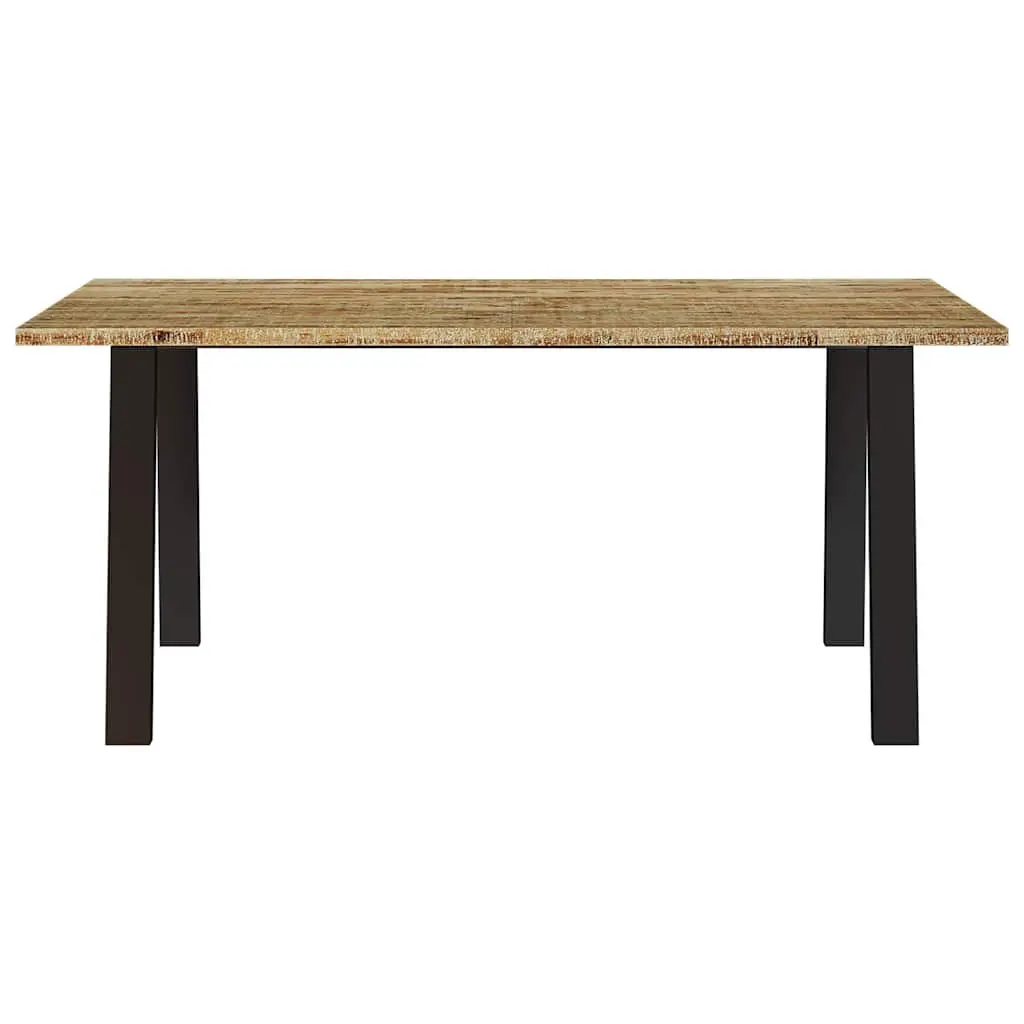 Dining Table Solid Wood Acacia Kitchen 150x90x75cm Steel Legs Brown