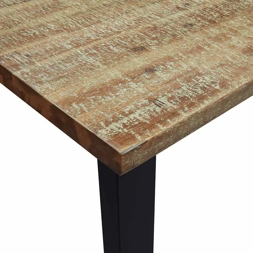 Dining Table Solid Wood Acacia Kitchen 150x90x75cm Steel Legs Brown