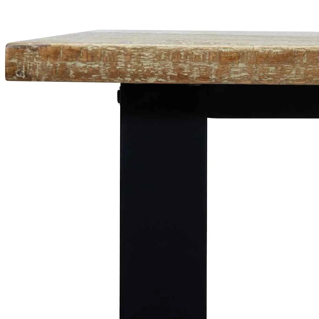 Dining Table Solid Wood Acacia Kitchen 150x90x75cm Steel Legs Brown