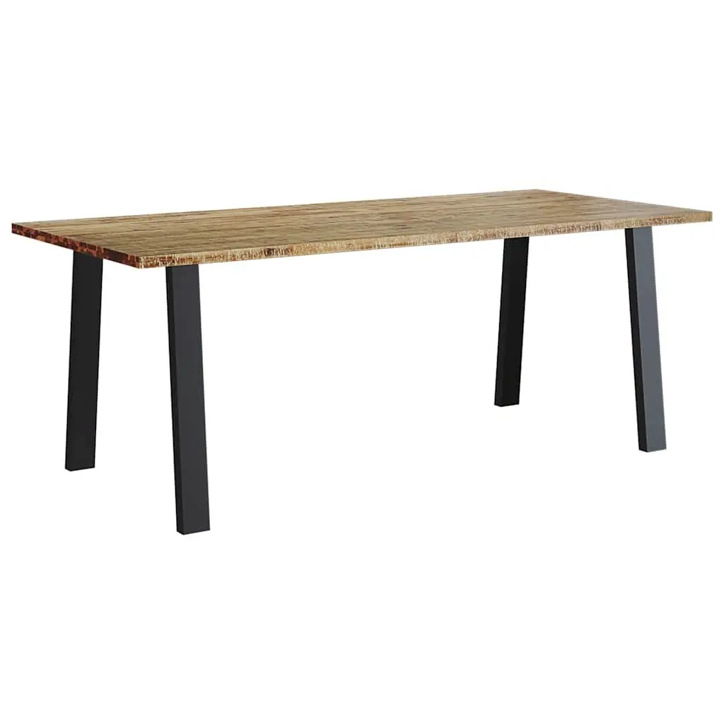 Dining Table Solid Wood Acacia Kitchen 200x90x75 cm Brown Industrial Legs