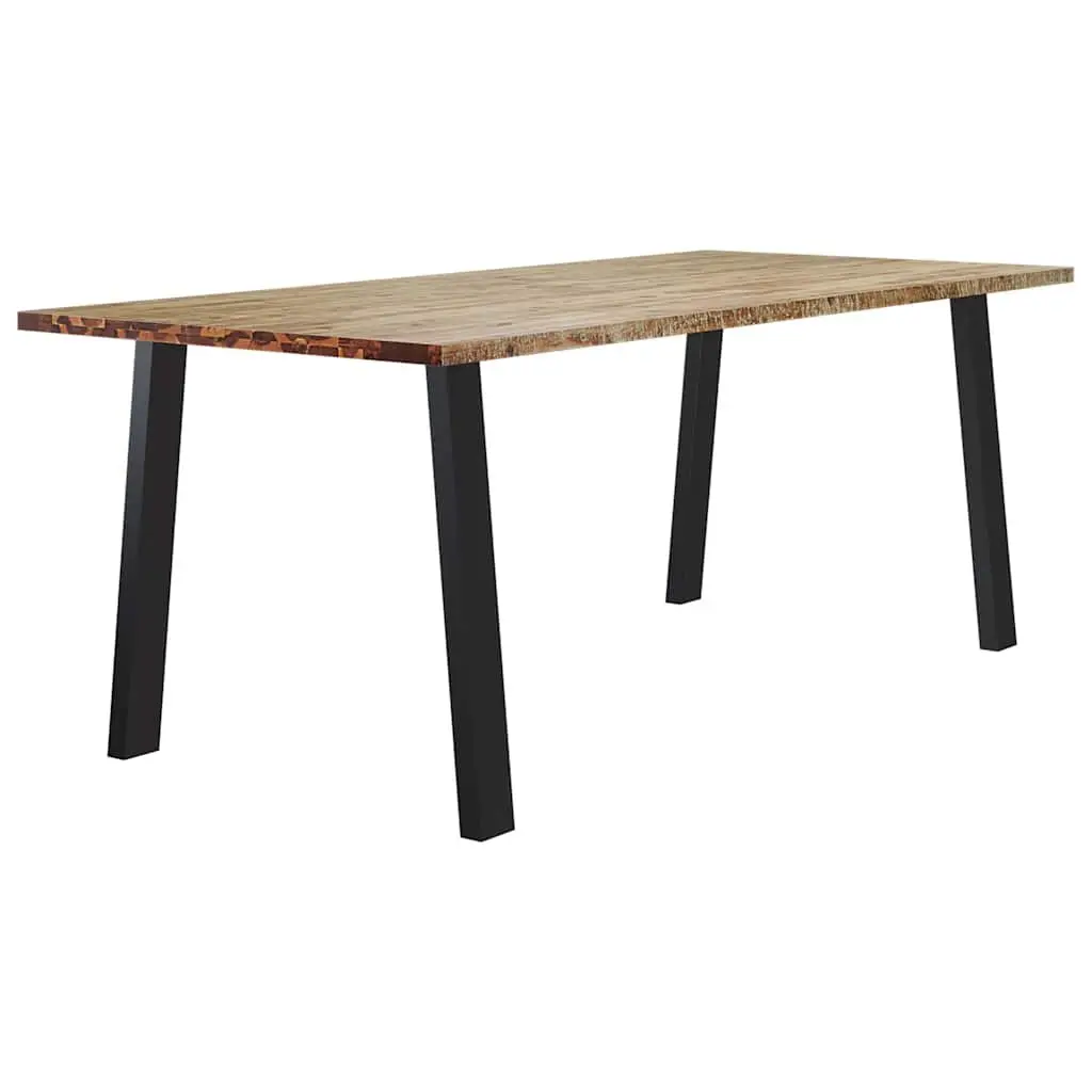 Dining Table Solid Wood Acacia Kitchen 200x90x75 cm Brown Industrial Legs