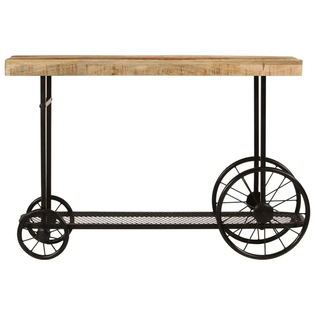 Console Table 112x36x76 cm Industrial End Table with Storage Shelf and Wheels