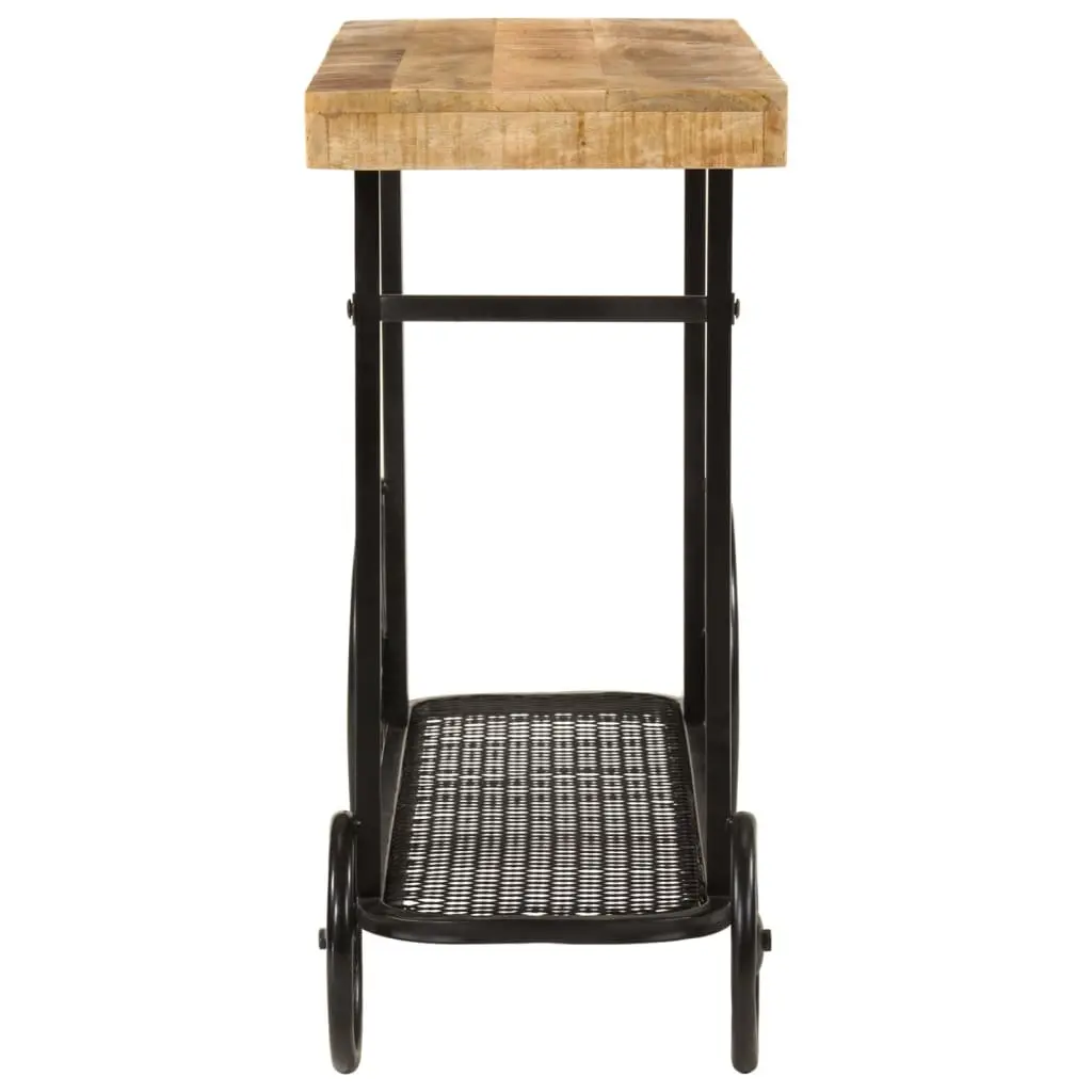 Console Table 112x36x76 cm Industrial End Table with Storage Shelf and Wheels