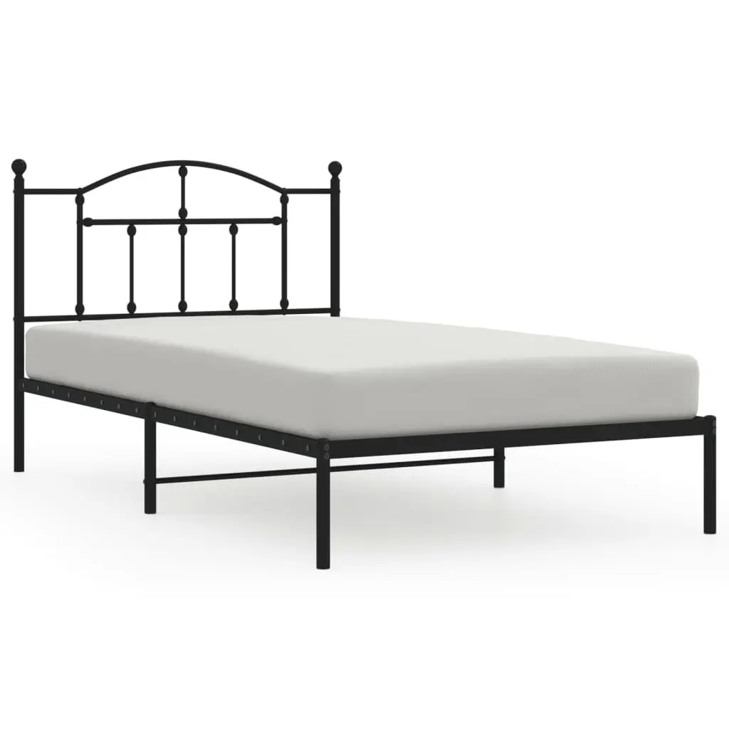 Metal Bed Frame King Single 107x203 cm with Headboard Black Steel Bedroom