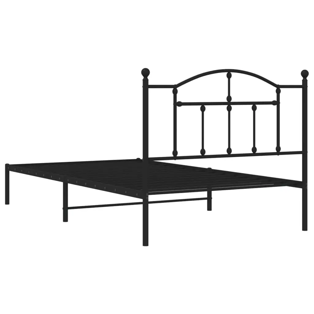 Metal Bed Frame King Single 107x203 cm with Headboard Black Steel Bedroom