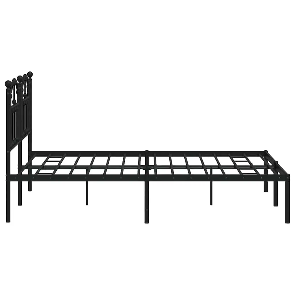 Metal Bed Frame 150x200 cm with Headboard Black Steel Bedroom Furniture