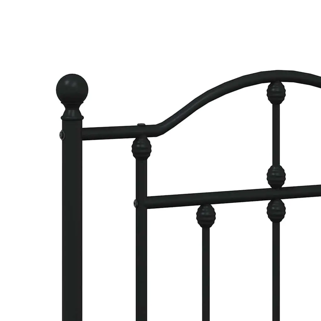 Metal Bed Frame 150x200 cm with Headboard Black Steel Bedroom Furniture