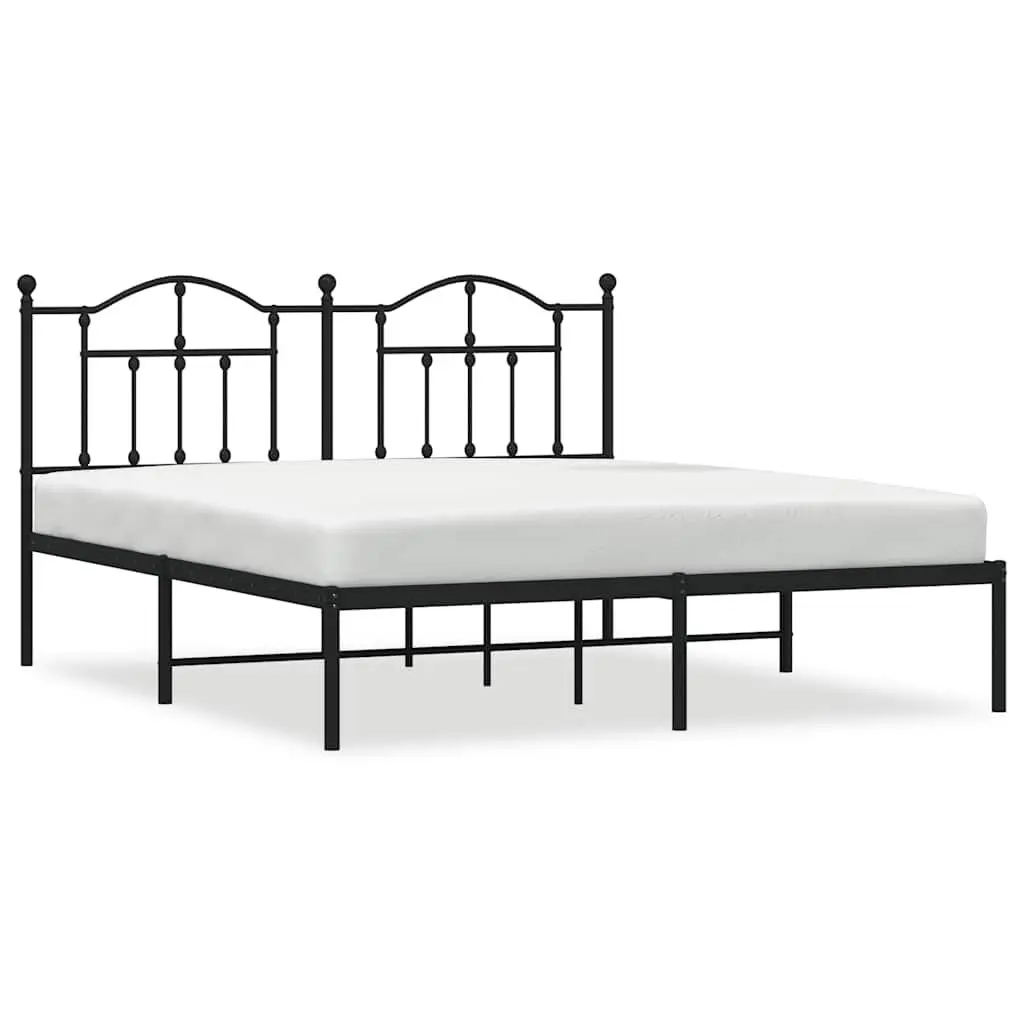 Metal Bed Frame King Size Slatted Base Black