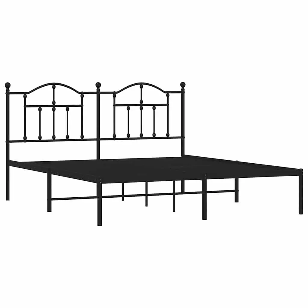 Metal Bed Frame King Size Slatted Base Black
