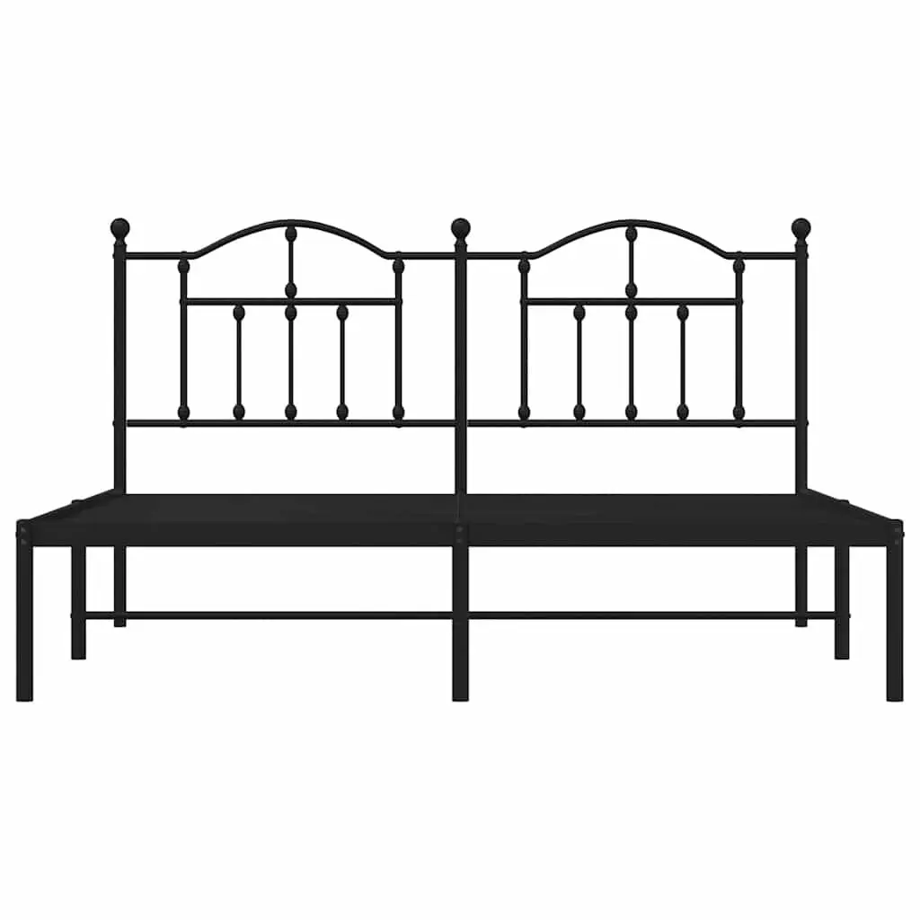 Metal Bed Frame King Size Slatted Base Black