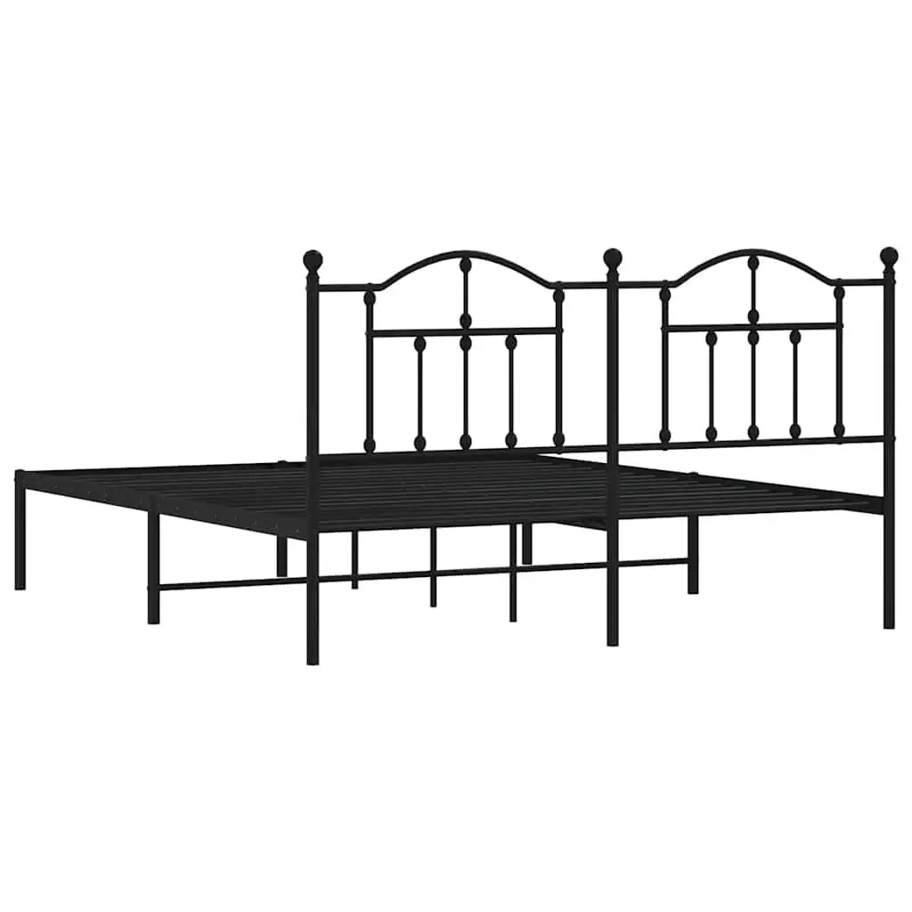 Metal Bed Frame King Size Slatted Base Black