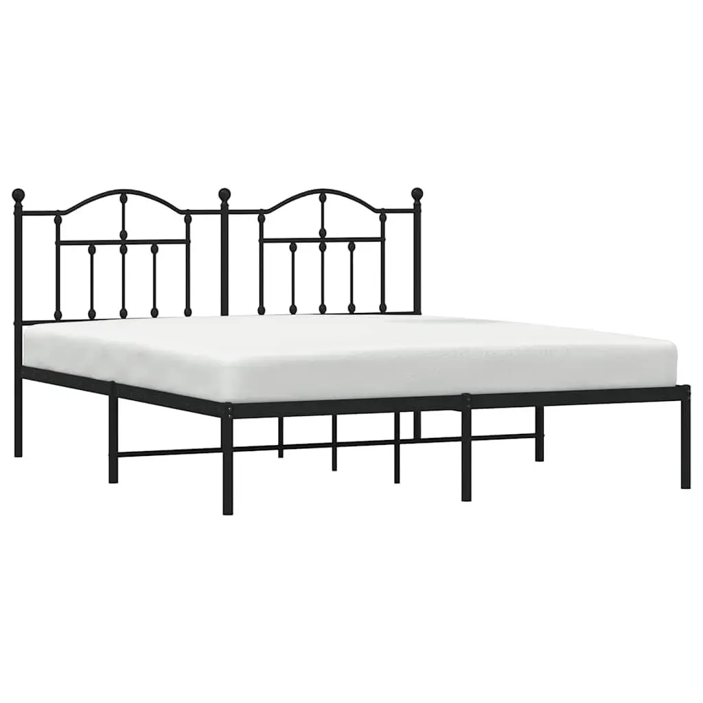 Metal Bed Frame King Size Slatted Base Black