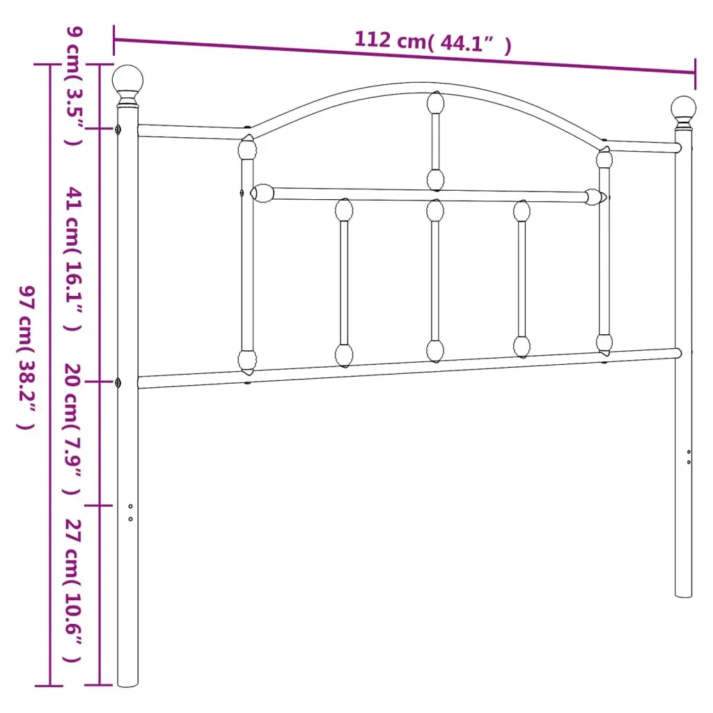 Metal Headboard Black 107cm Bed Frame Header Bedroom Furniture Stylish Design