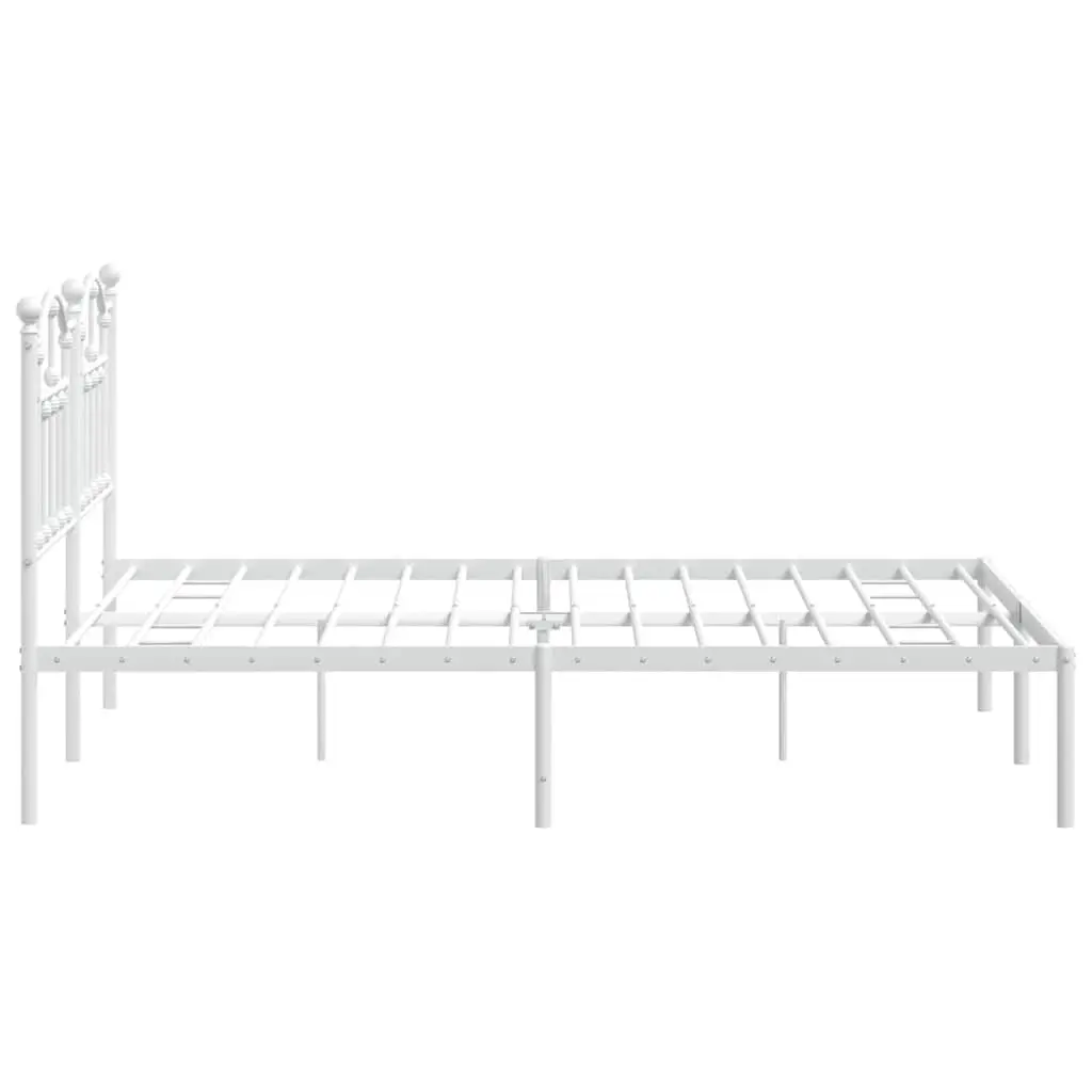 Metal Bed Frame 135x190 cm Slatted Base White
