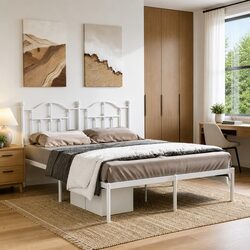 Reliable Metal Bed Frame 150x200 cm with Headboard