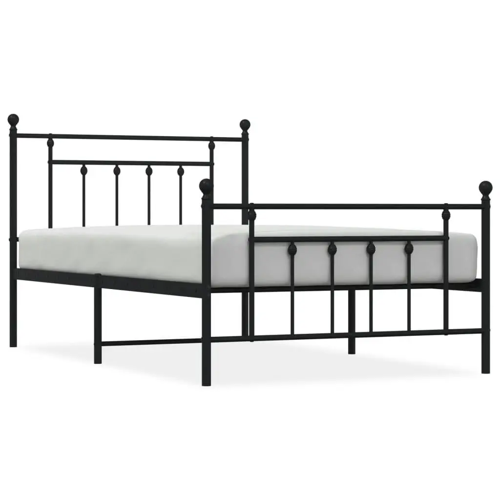 Metal Bed Frame King Single 107x203cm Black Bedroom Furniture Steel Footboard