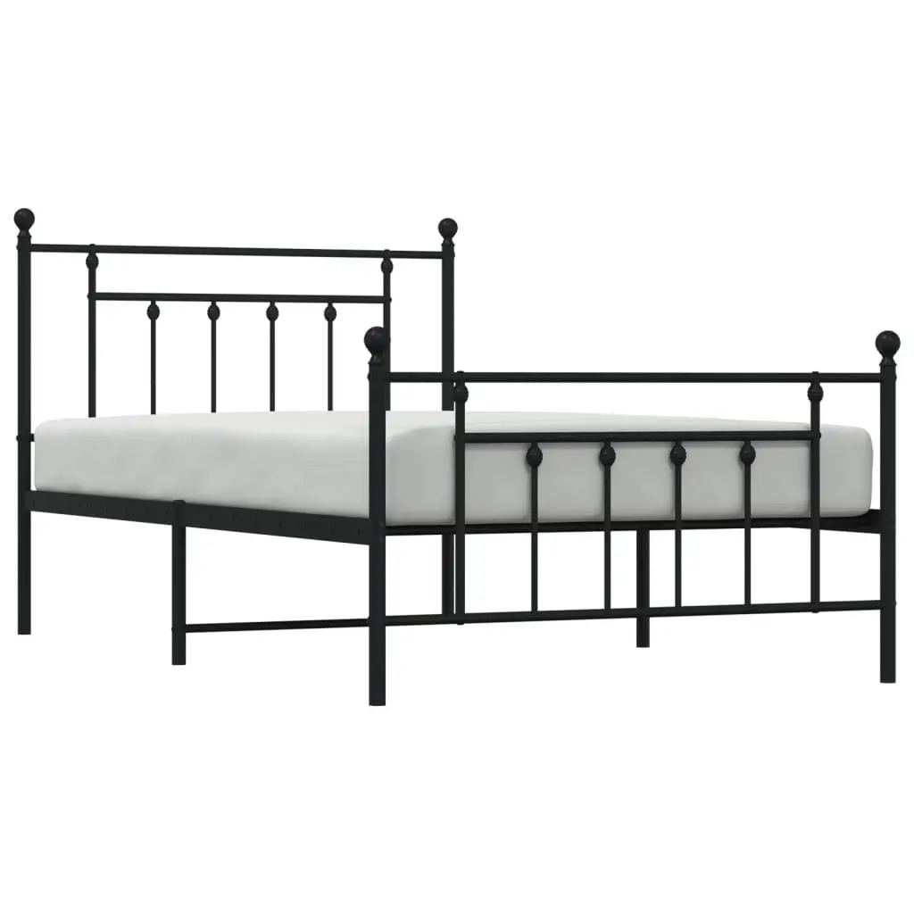 Metal Bed Frame King Single 107x203cm Black Bedroom Furniture Steel Footboard