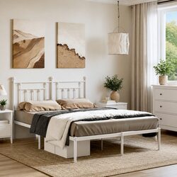 Reliable Metal Bed Frame with Headboard for Comfort