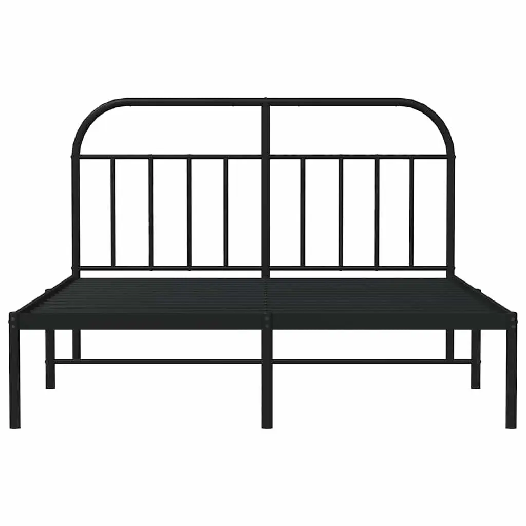 Metal Bed Frame with Headboard 150x200 cm Black