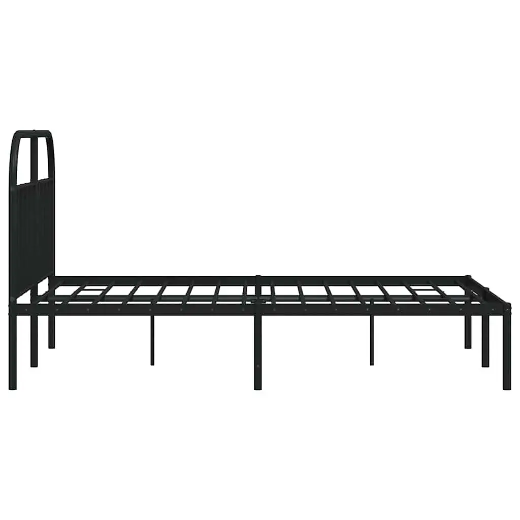 Metal Bed Frame with Headboard 150x200 cm Black