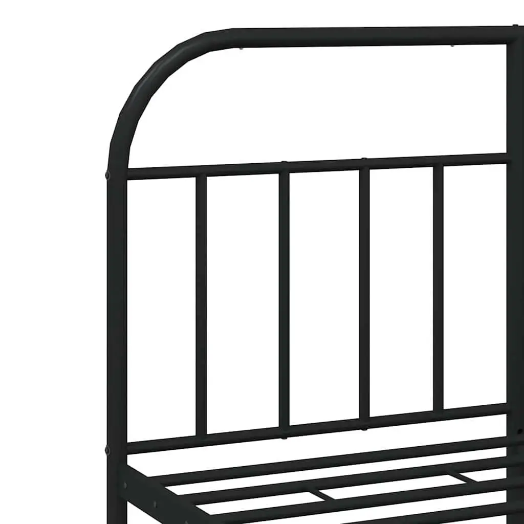 Metal Bed Frame with Headboard 150x200 cm Black