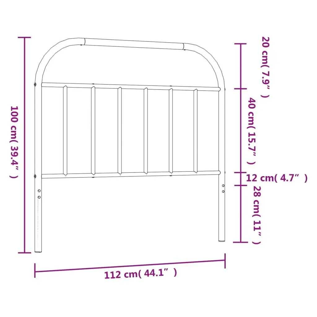 Metal Headboard Black 107cm Bed Head Bedroom Furniture
