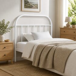 Metal Headboard 90 cm White Bedroom Bed Header Back Support Powder Coated Steel