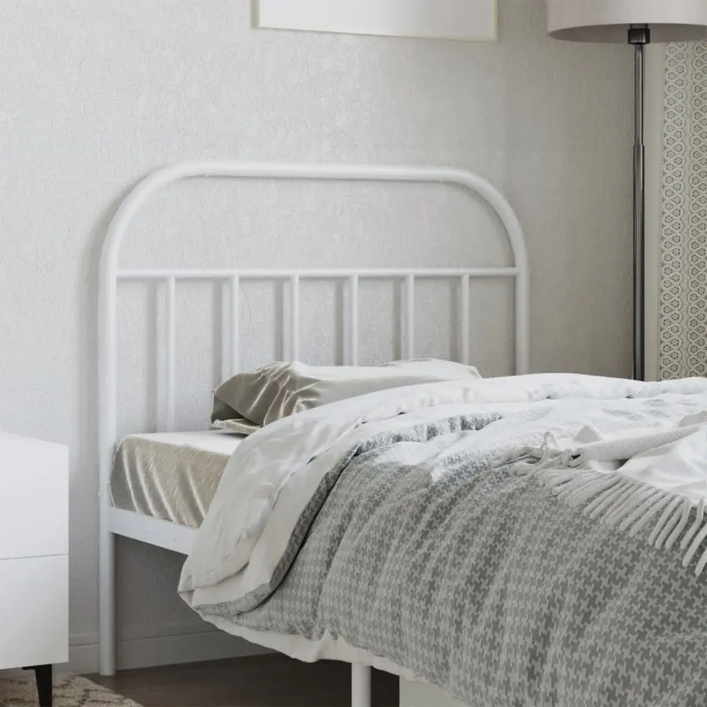 Metal Headboard White 107 cm Bedroom Bed Header Sturdy Legs Back Support
