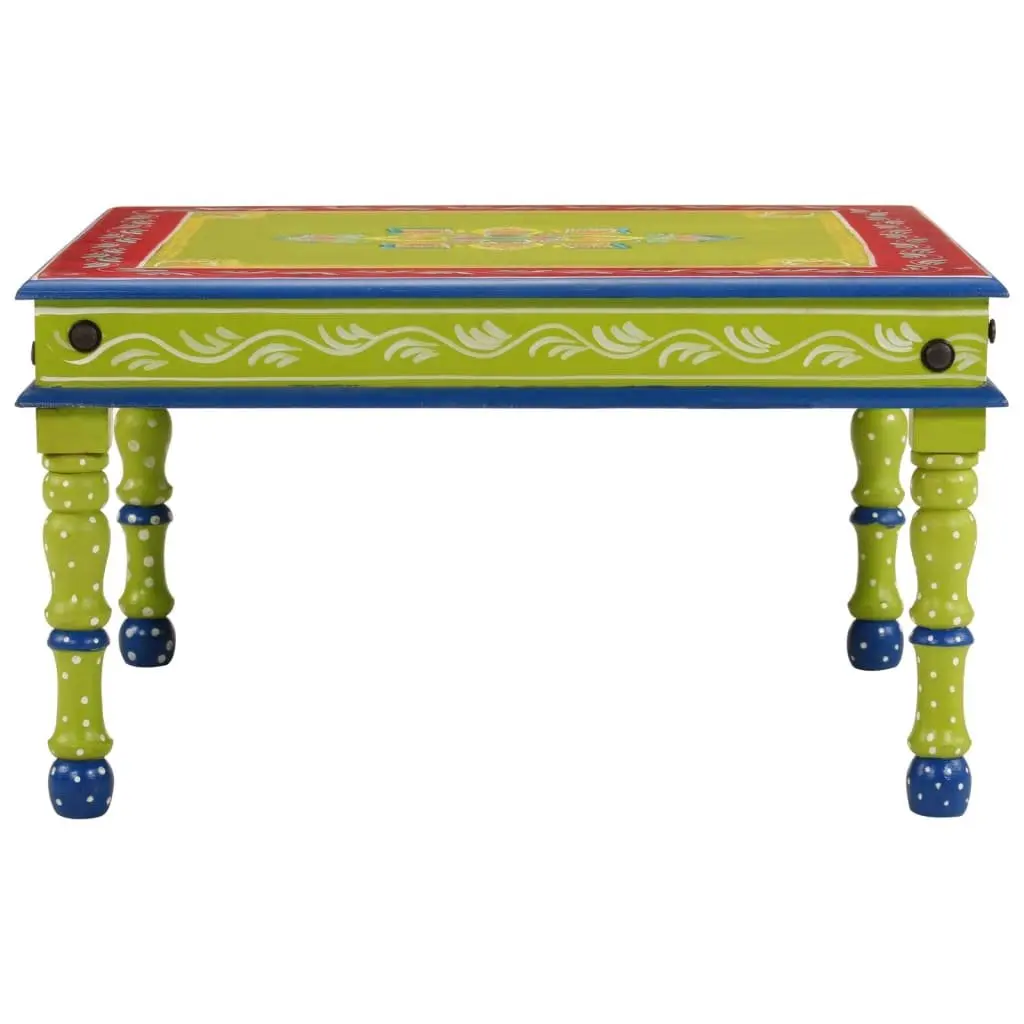 Green Coffee Table Made of Solid Mango Wood