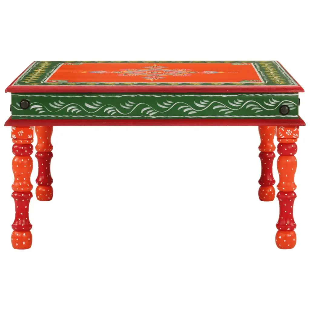 Coffee Table Hand Painted Solid Wood Mango Living Room Orange