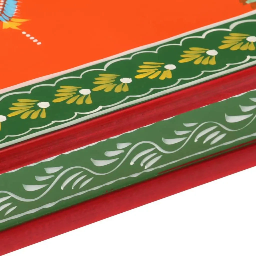 Coffee Table Hand Painted Solid Wood Mango Living Room Orange