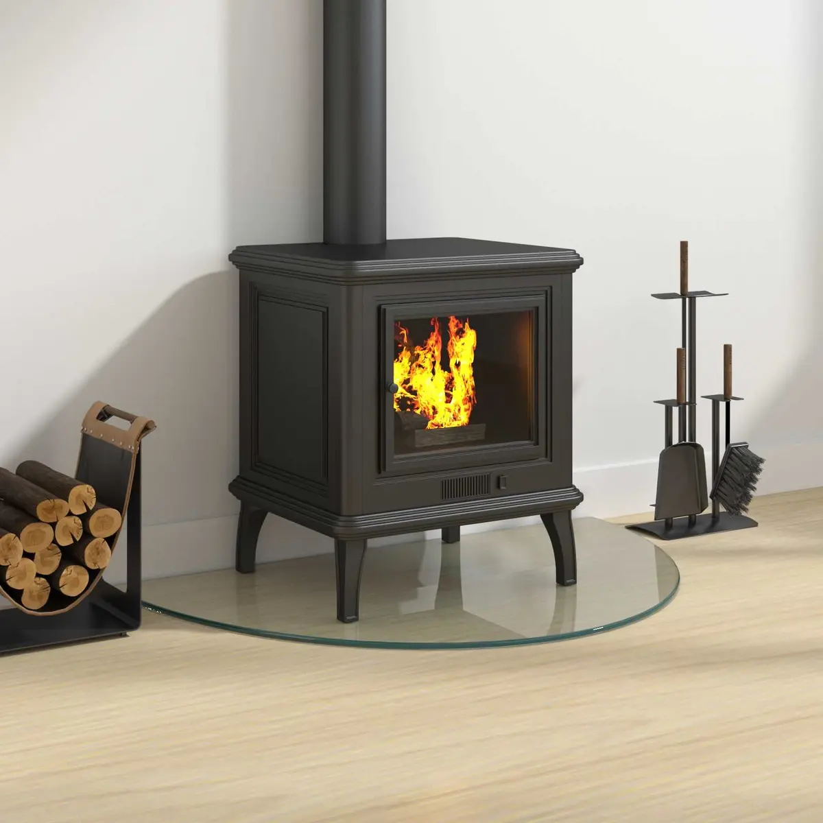 Fireplace Hearth Pad Floor Protection Tempered Glass 800 x 500 mm Transparent