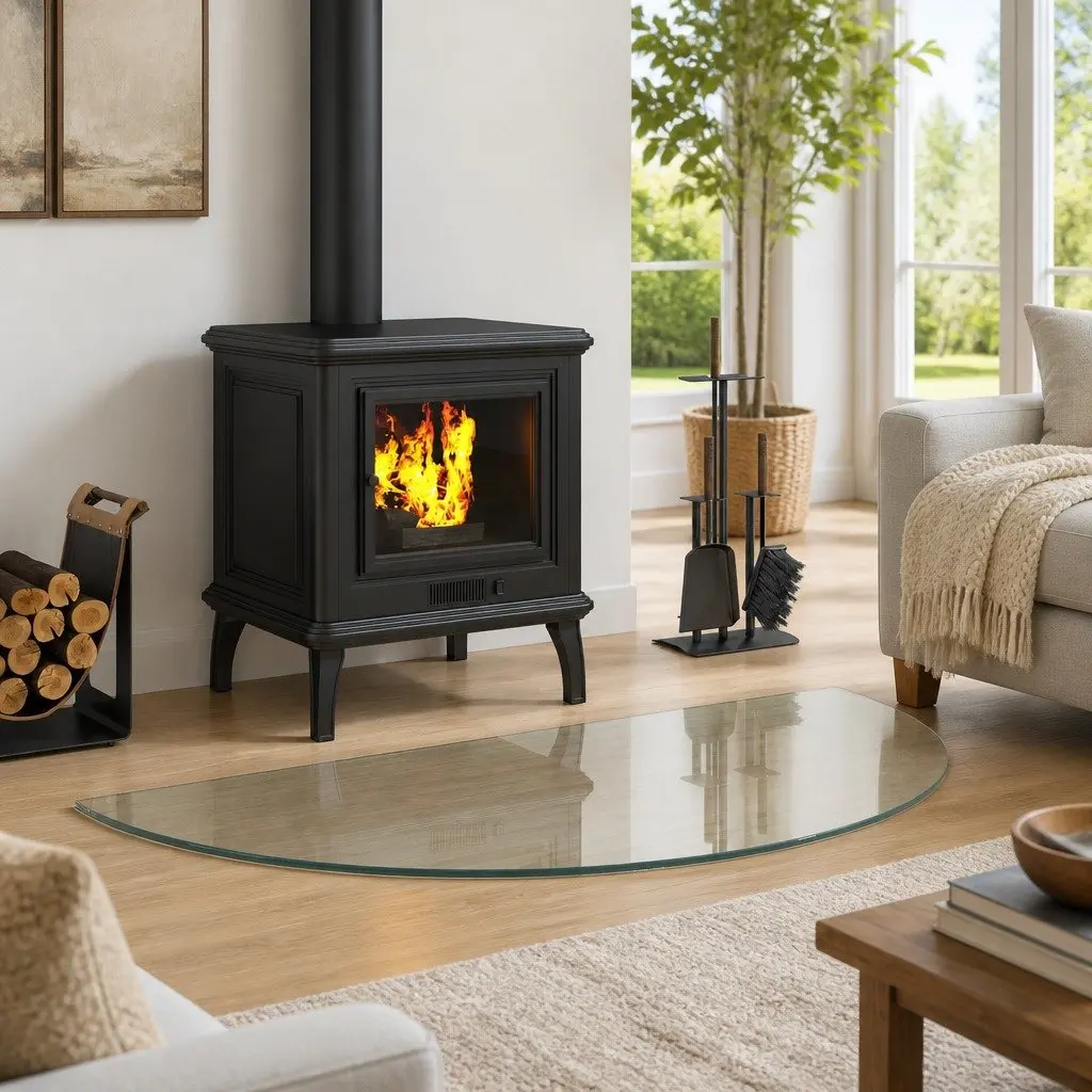 Tempered Glass Hearth Pad Heat Resistant Floor Protector 1000x500mm Transparent