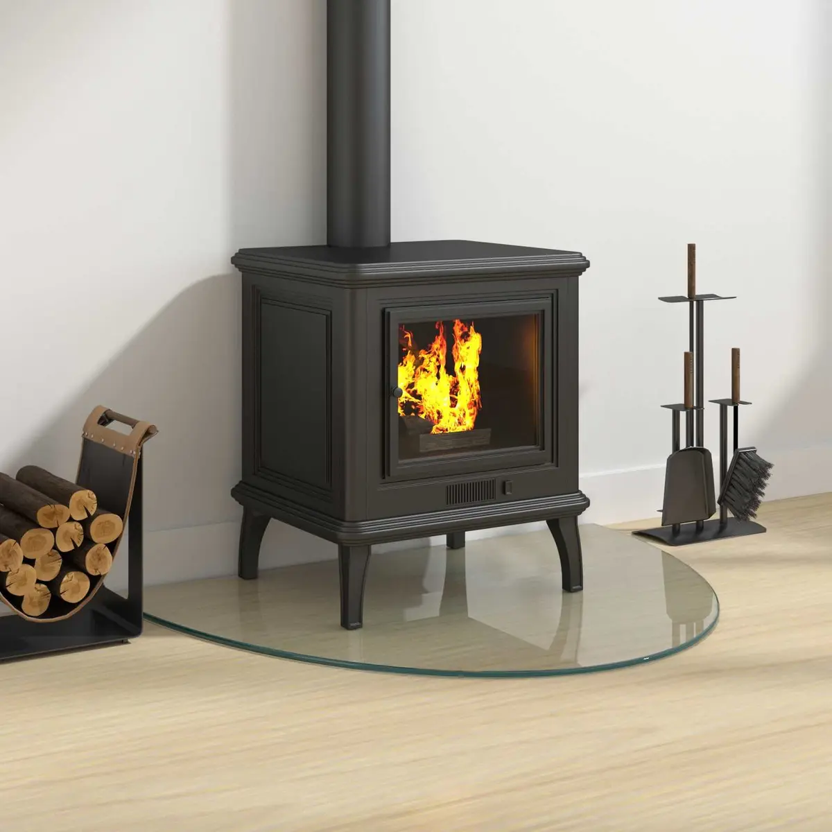 Fireplace Hearth Pad Heat Resistant 800 x 600 mm Transparent Tempered Glass