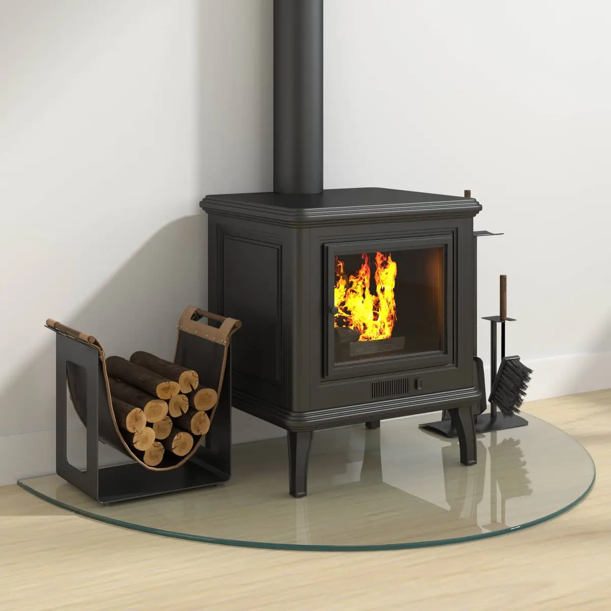 Fireplace Glass Plate Hearth Pad Transparent 1000 x 600 mm Heat Resistant Floor