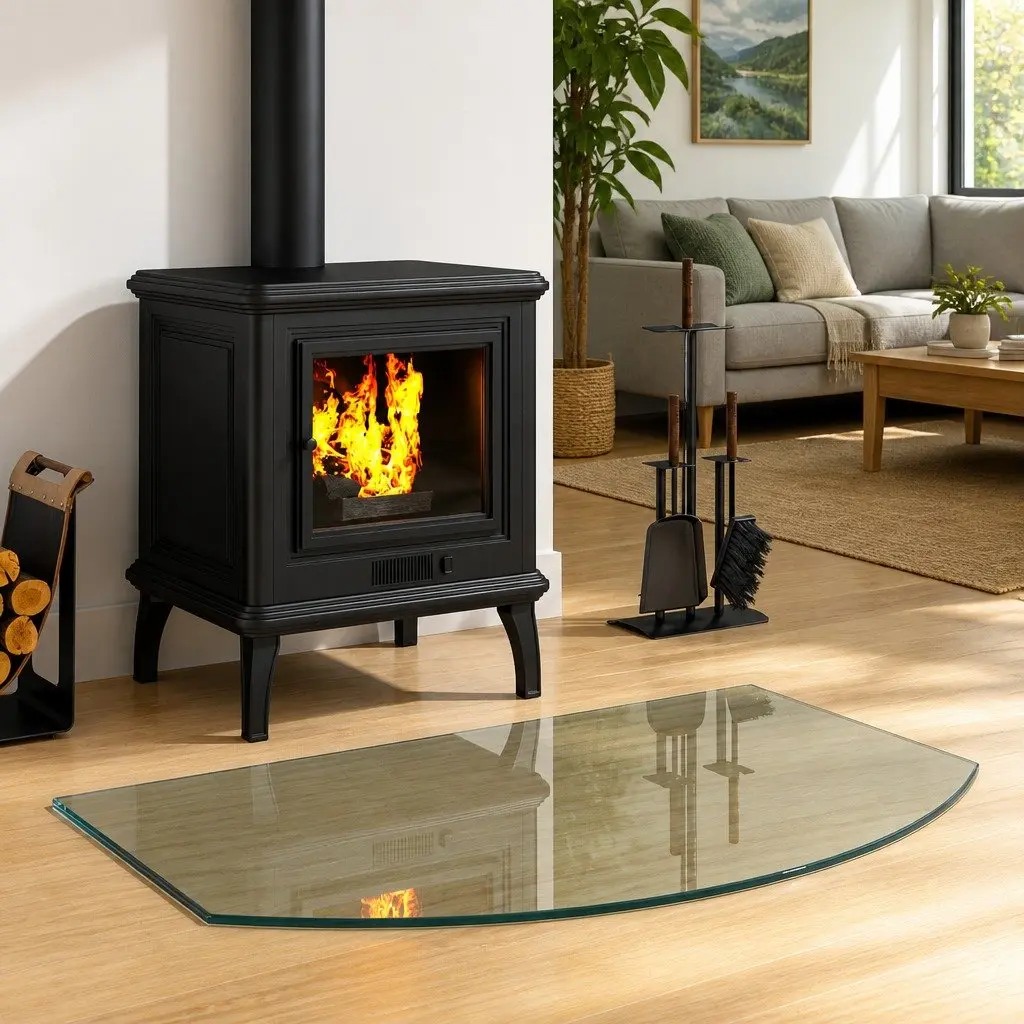 Fireplace Glass Plate Floor Protector 80 x 50 cm Transparent Tempered Glass
