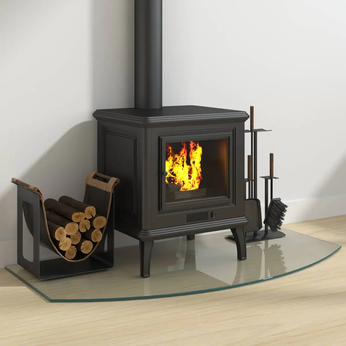 Fireplace Glass Plate Heat Resistant 100 x 50 cm Transparent Tempered