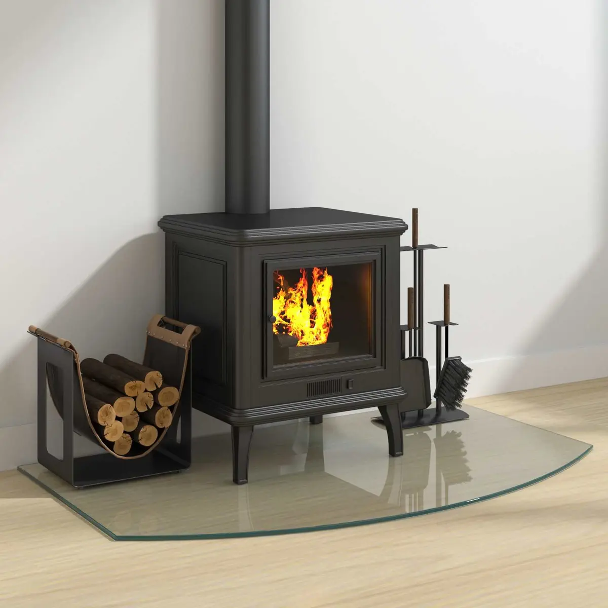 Fireplace Glass Plate Heat Resistant 100 x 60 cm Transparent Floor Protector