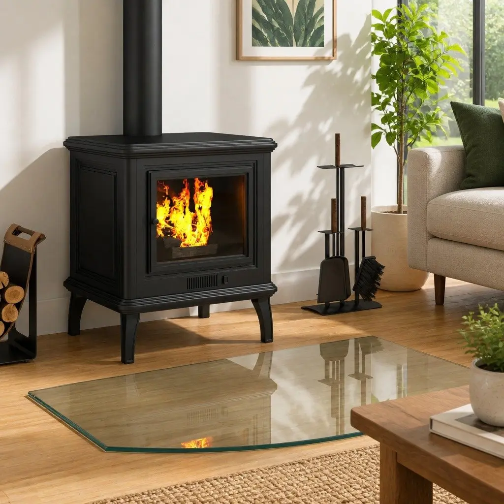 Fireplace Glass Plate Floor Protector 80 x 50 cm Transparent