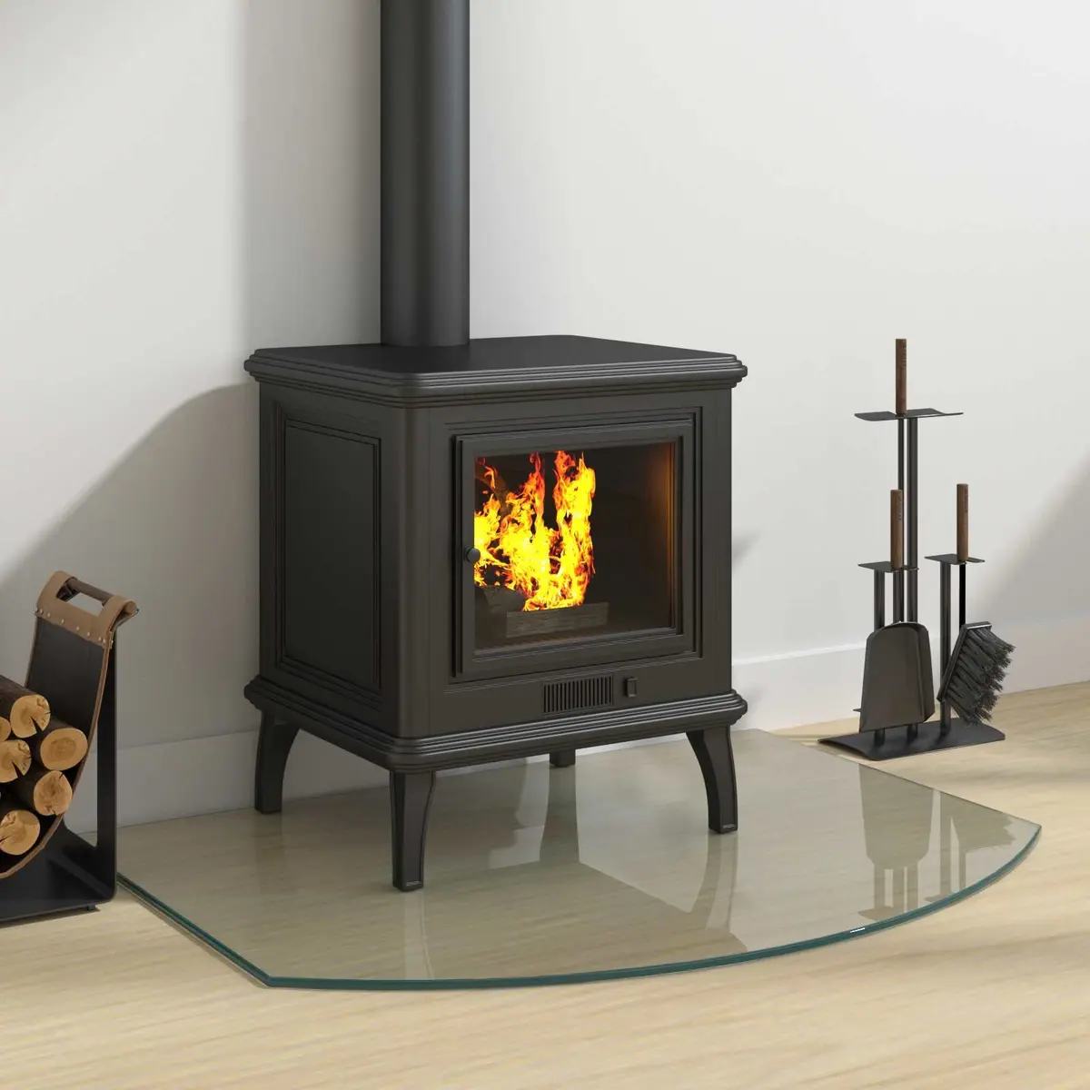 Fireplace Glass Plate Heat Resistant Tempered 80 x 60 cm Transparent