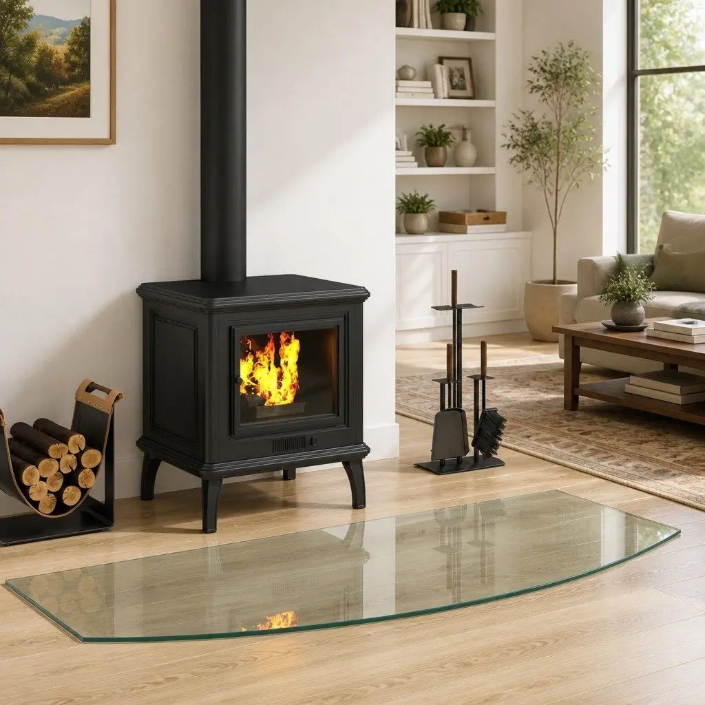 Fireplace Glass Plate Floor Protector Heat Resistant 120 x 50 cm Transparent