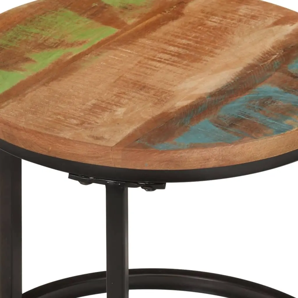 Nesting Tables 3 Piece Set Solid Reclaimed Wood Coffee Side Table Multicolour