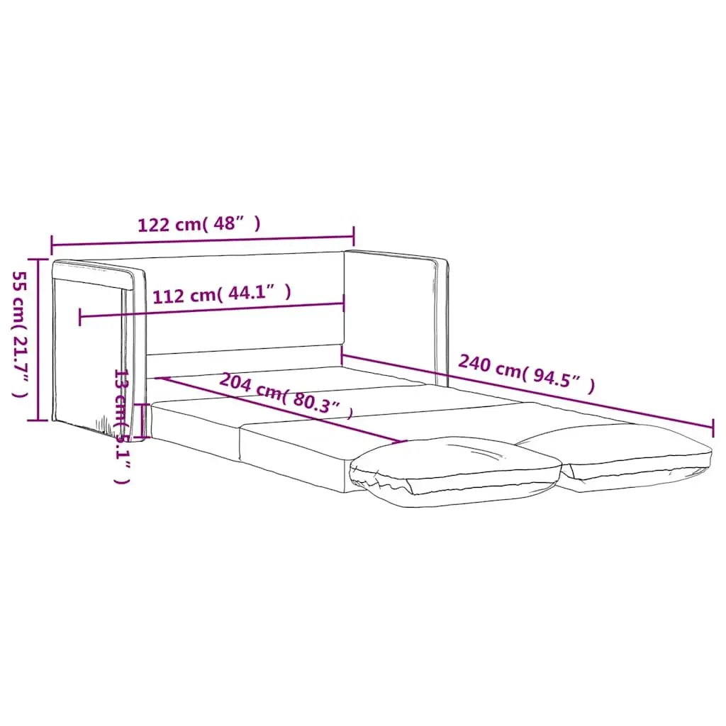 Floor Sofa Bed 2-in-1 Convertible Sleeper Loveseat Living Room Bedroom Grey